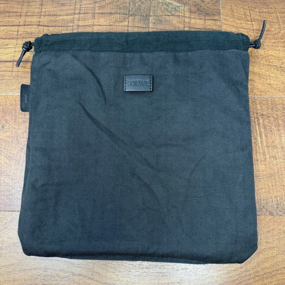 LOEWE Black Canvas Yellow Floral Tulip Drawstring Pouch Bag FLAWED